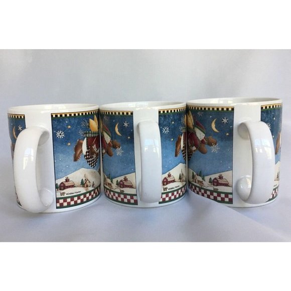3 Sakura Snow Angel Village Coffee Mugs Debbie Mumm Cups Snowman Christmas - Picture 5 of 11